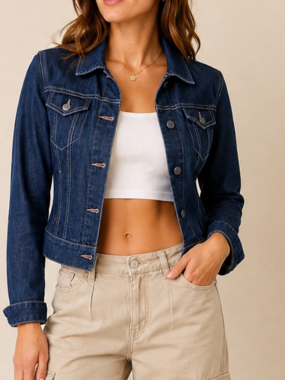 Lucky Brand Classic Dark Wash Button Down Western Denim Jean Jacket Size S